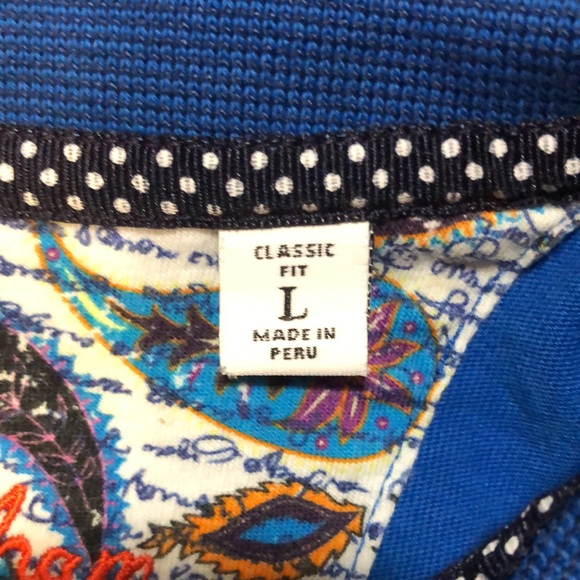 Robert Graham mens L large blue short sleeve designer polo - Picture 3 of 6